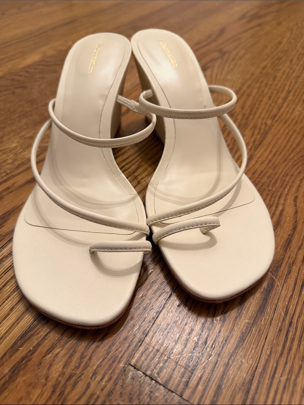Reformation Ivory Strappy Toe-Ring Slide Sandals